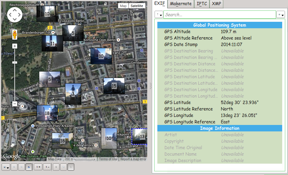 map and exif that are correctly shown